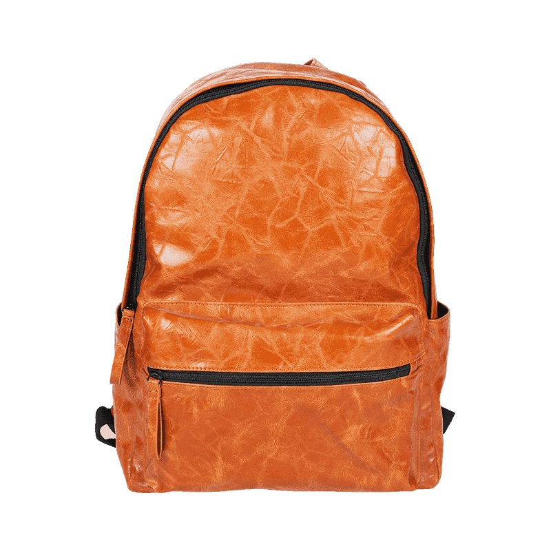 Orange PU Leather Backpack