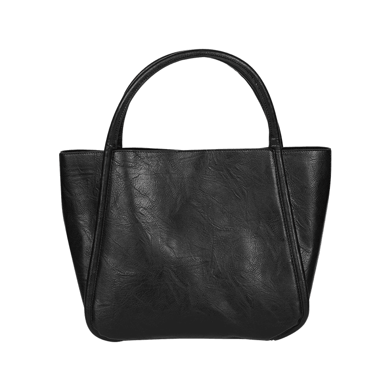 Black Simple Leather-Like Large Capacity Tote Bag