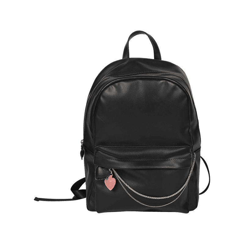 Black Chain Heart Pendant Backpack