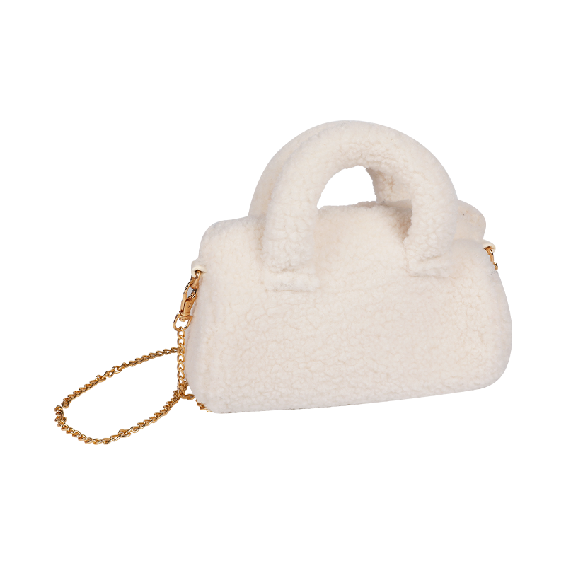 White Sherpa Handheld and Crossbody Bag