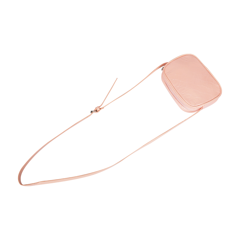 Pink PU Leather Square Crossbody Bag