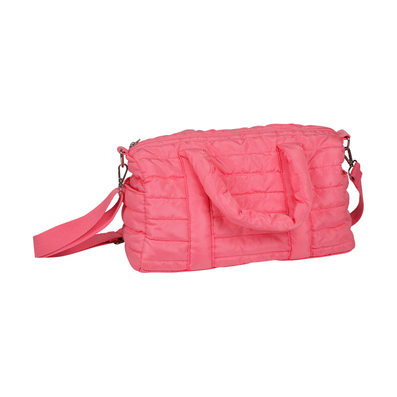 Pink Stitched Large Capacity Crossbody Bag