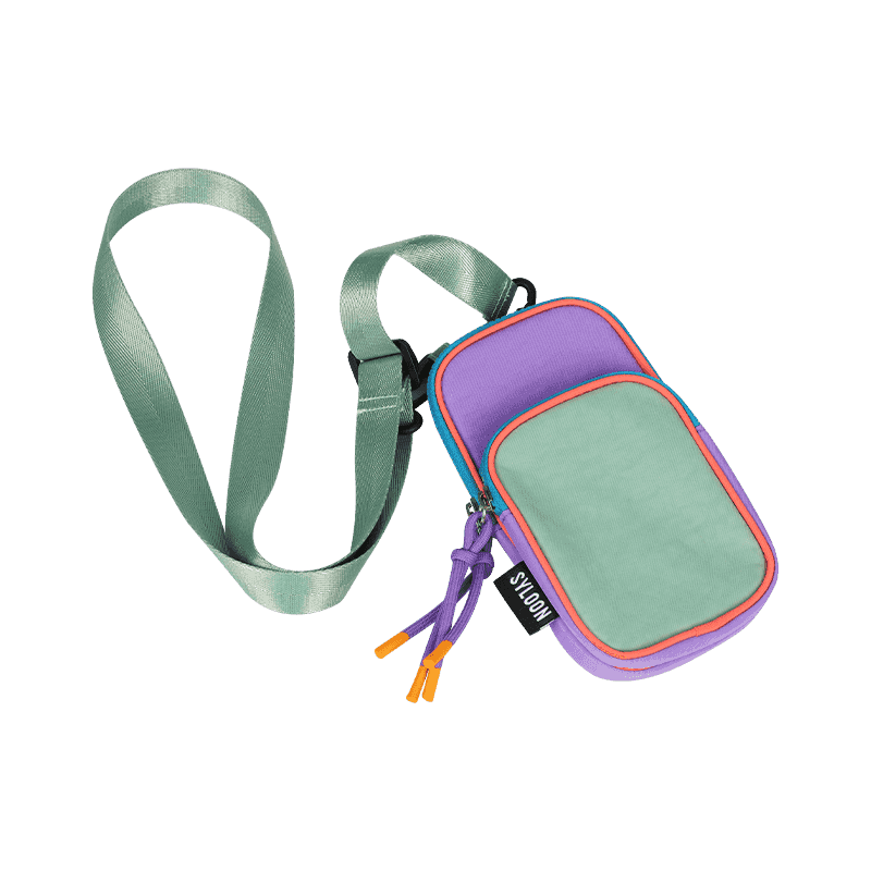 Green-Purple Color-Block Vertical Crossbody Bag