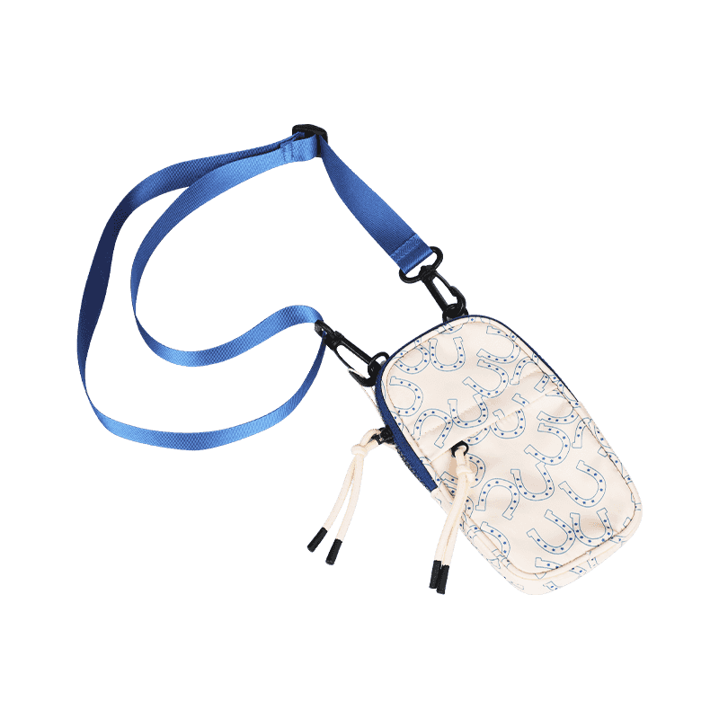 Blue Horseshoe Print Vertical Crossbody Bag