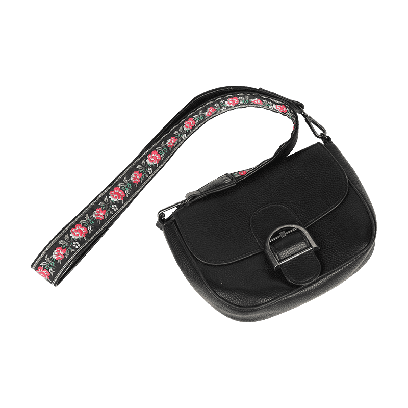 PU Leather Crossbody Bag with Chinese Embroidery