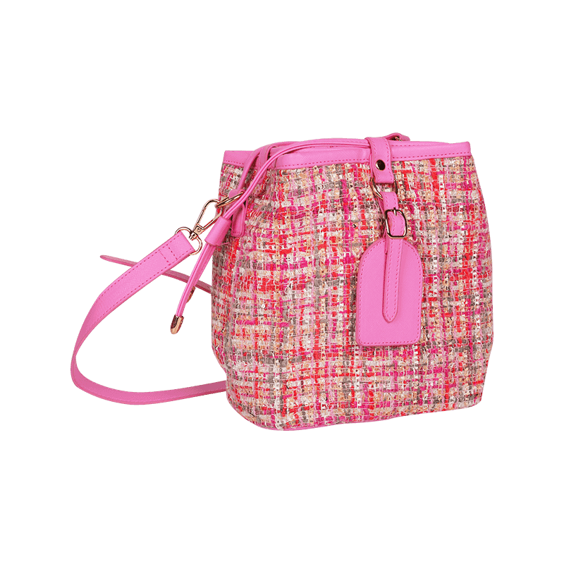 Pink Tweed Bucket Bag