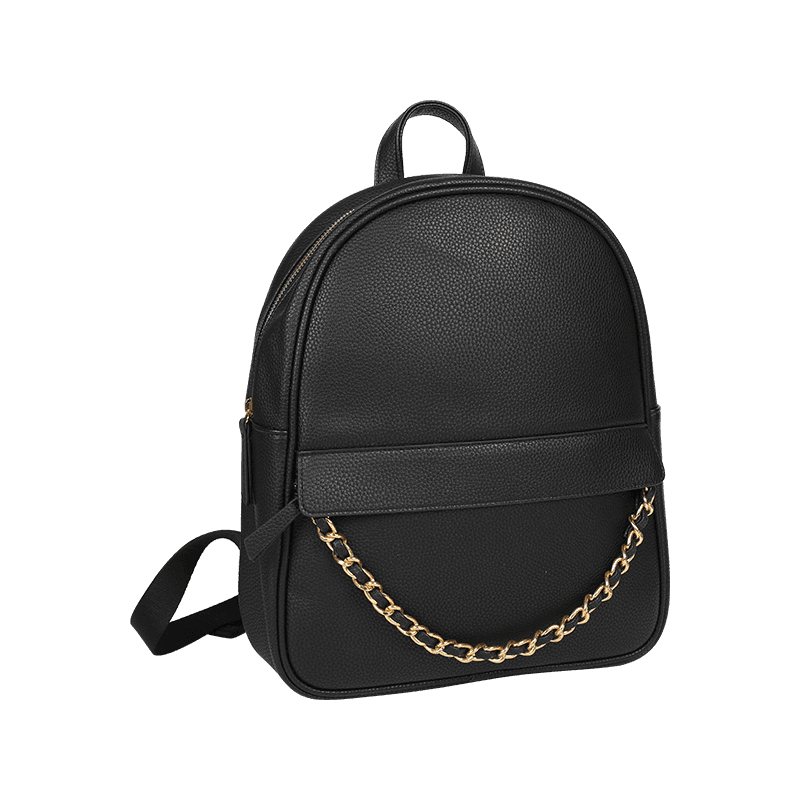 Black PU Leather Metal Chain Backpack