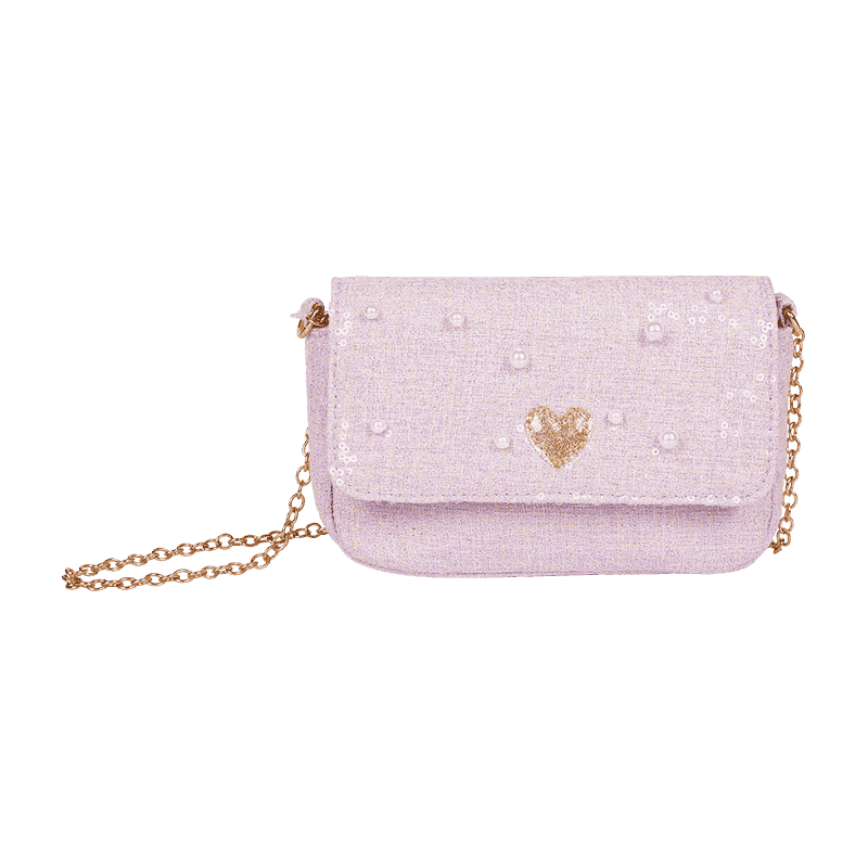 Pink Sequin Pearl-Embellished Crossbody Bag