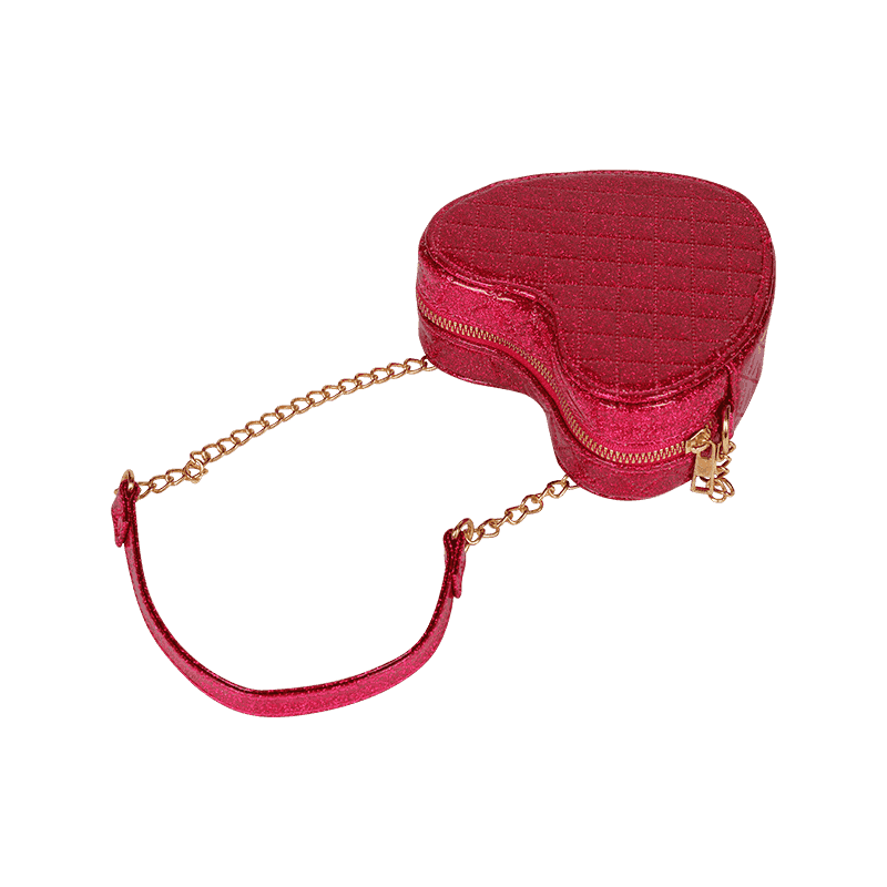 Glossy PU Leather Heart-Shaped Crossbody Bag