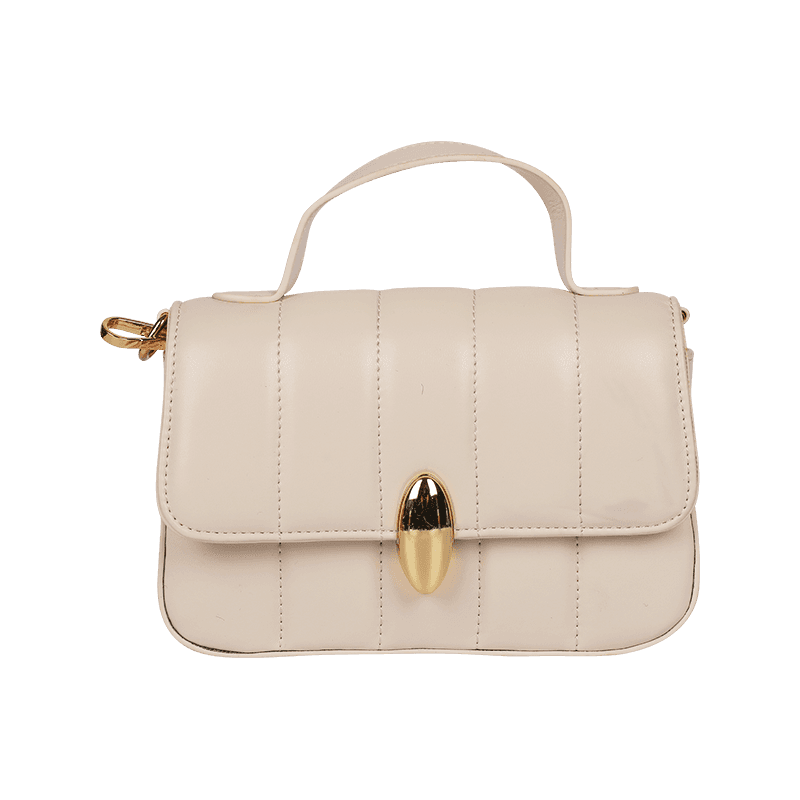 Beige PU Leather Handheld and Crossbody Bag