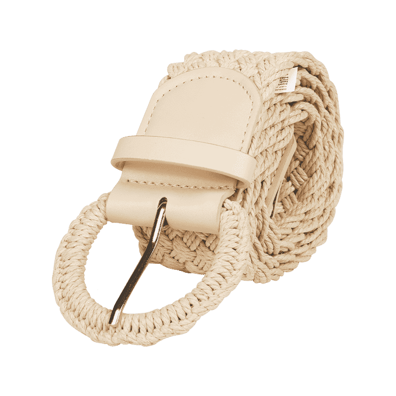 Beige Woven Cotton Belt