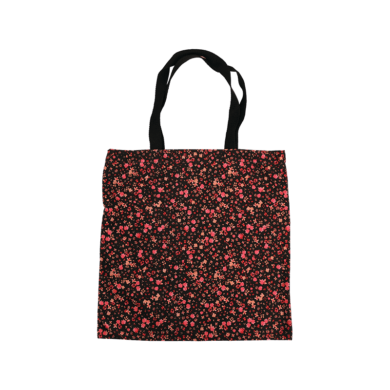 Black Floral Shopping Bag