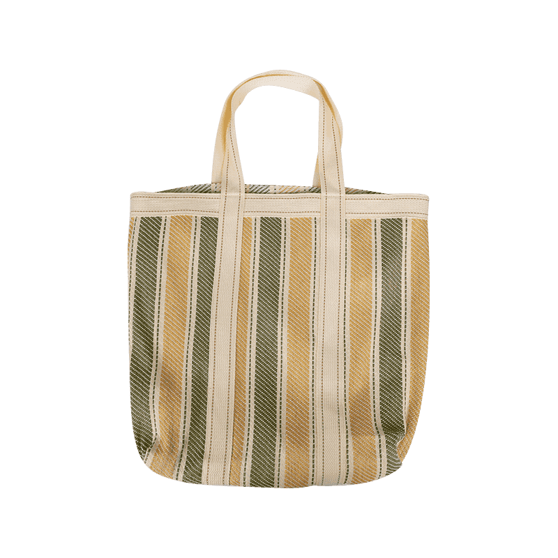 Green Striped Shopping Bag